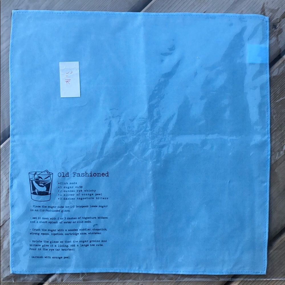 Ox & Bull Light Old Fashioned Cocktail Recipe Blue Silk 11 inch Pocket Square
